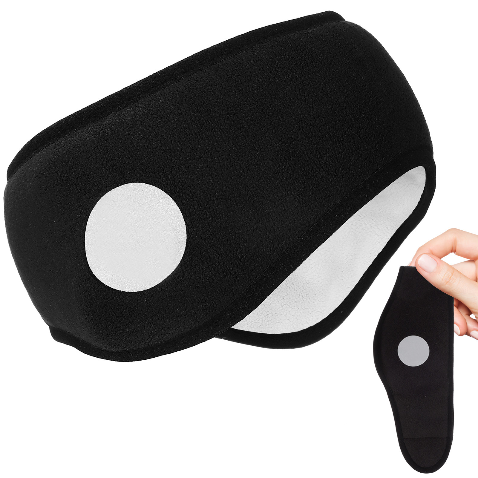 Winter Headband Fleece - Slaap-oorkap hoofdband met verbeterd klittenbandontwerp, zachte